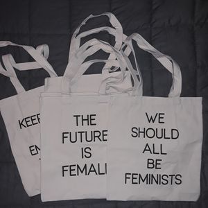 Tote Bags Lot of 5 Girl Power Feminist Feminism
